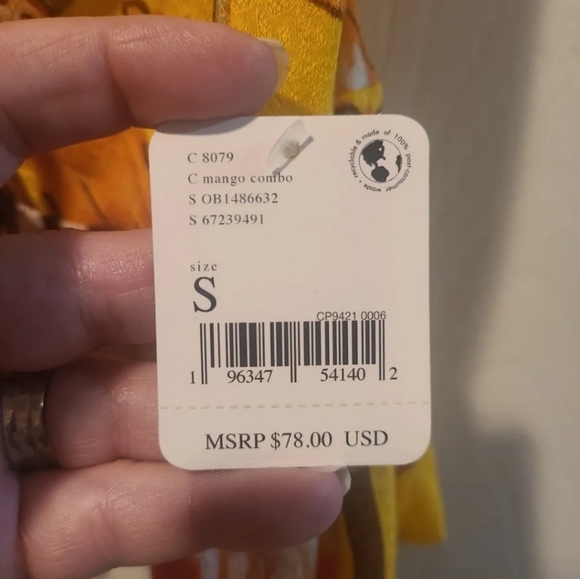 NWT Free People Mango Orange Brown Hot Tropics Tank Crop Top Blouse Size Small - Picture 3 of 6